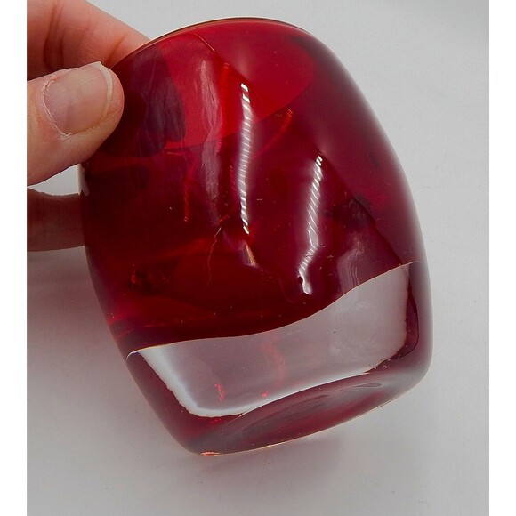 Crate & Barrel Diva Candle Holders Ruby Red Glass Pair Votive 3 Inch Art Glass - Picture 11 of 11